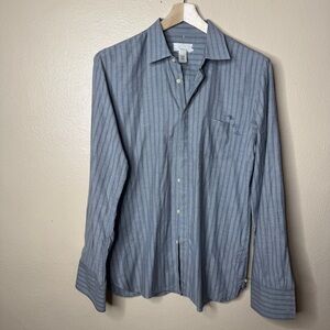 Diesel Shirt Mens XL Gray Button Up Long Sleeve Striped Pocket Classic Fit